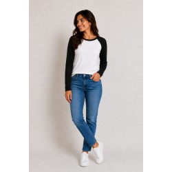T-Shirt blanco con negro manga larga