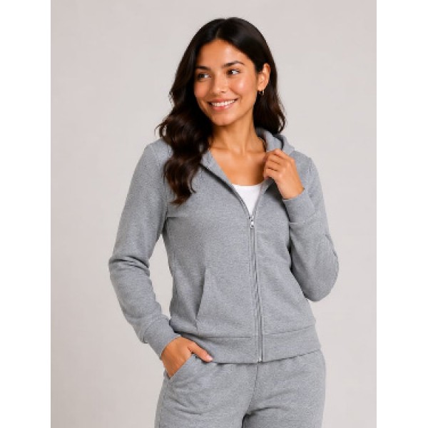 Sudadero GRIS zipper  y capuchón 