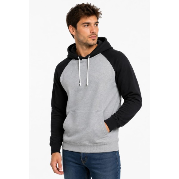 Sudadero GRIS Y NEGRO con capuchón 