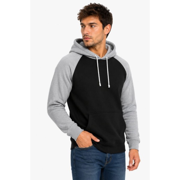 Sudadero NEGRO Y GRIS con capuchón 