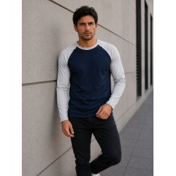 T-Shirt  manga larga combinada AZUL y GRIS 