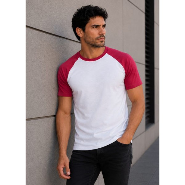 T-Shirt Blanca y Rojo manga corta