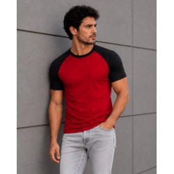 T-Shirt Rojo y negro manga corta ranglán