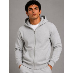 Sudadero GRIS con zipper y capuchón 