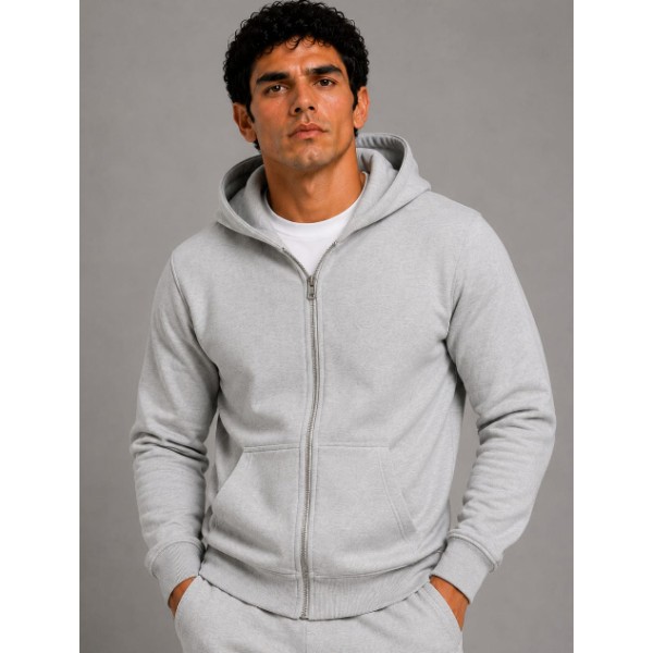 Sudadero GRIS con zipper y capuchón 
