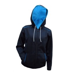 Sudadero AZUL zipper y capuchón combinado