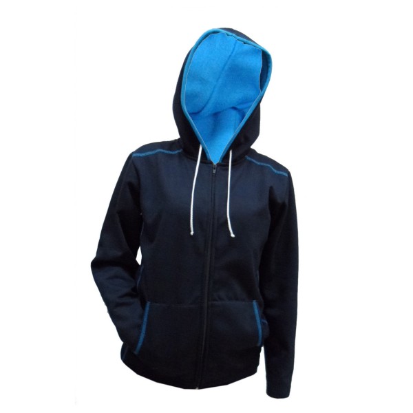 Sudadero AZUL zipper y capuchón combinado